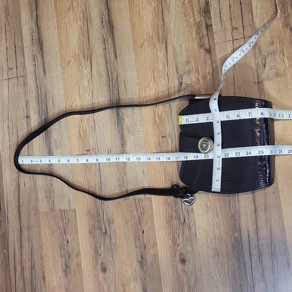 Vtg BRIGHTON Black Croc Embossed Leather Shoulder Tote Crossbody Bag - Picture 15 of 16